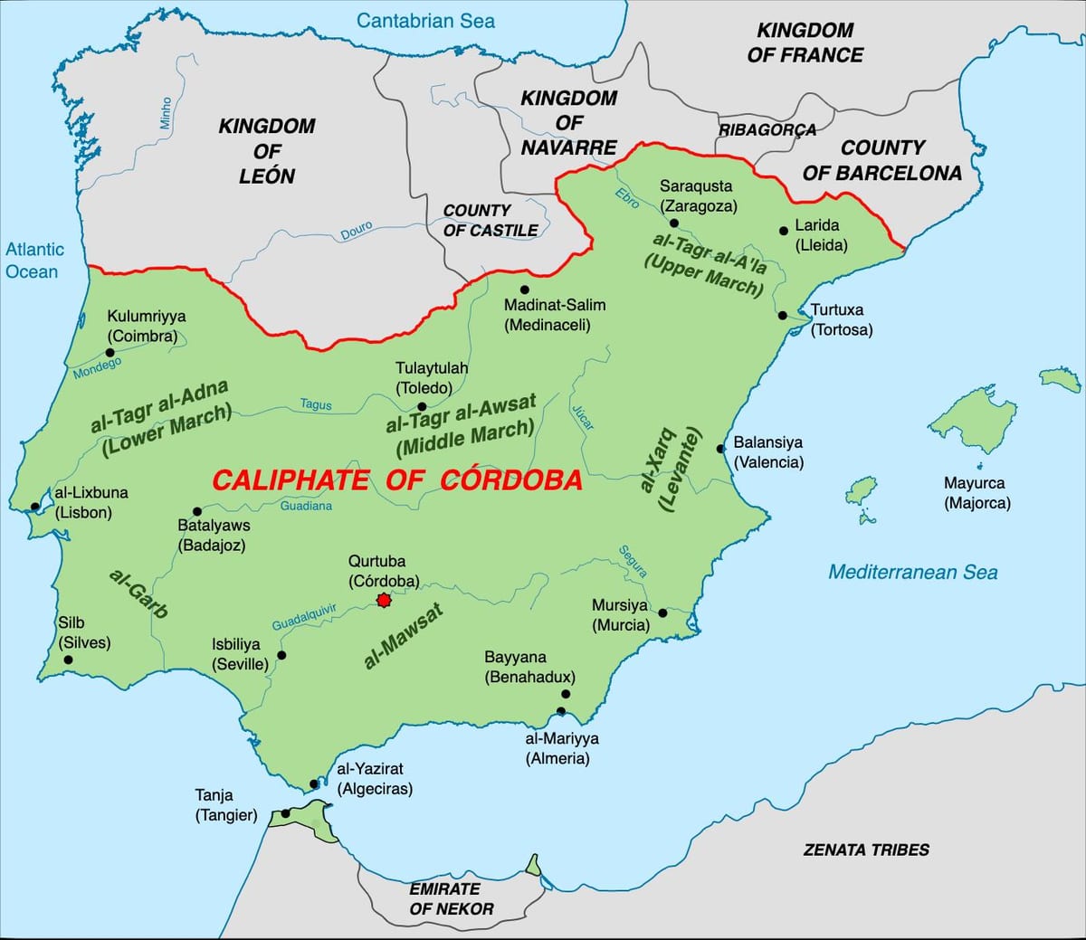 mapa da Espanha muçulmana