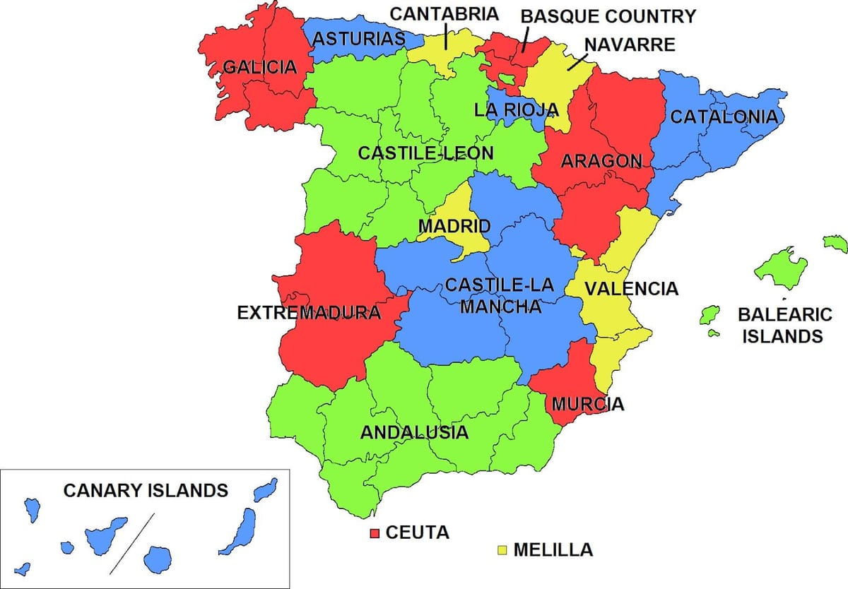 mapa da Espanha comunidades autónomas