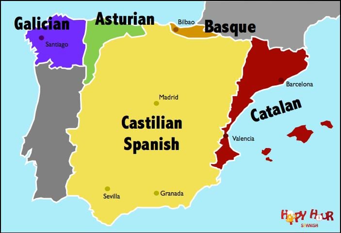 mapa da Espanha idioma