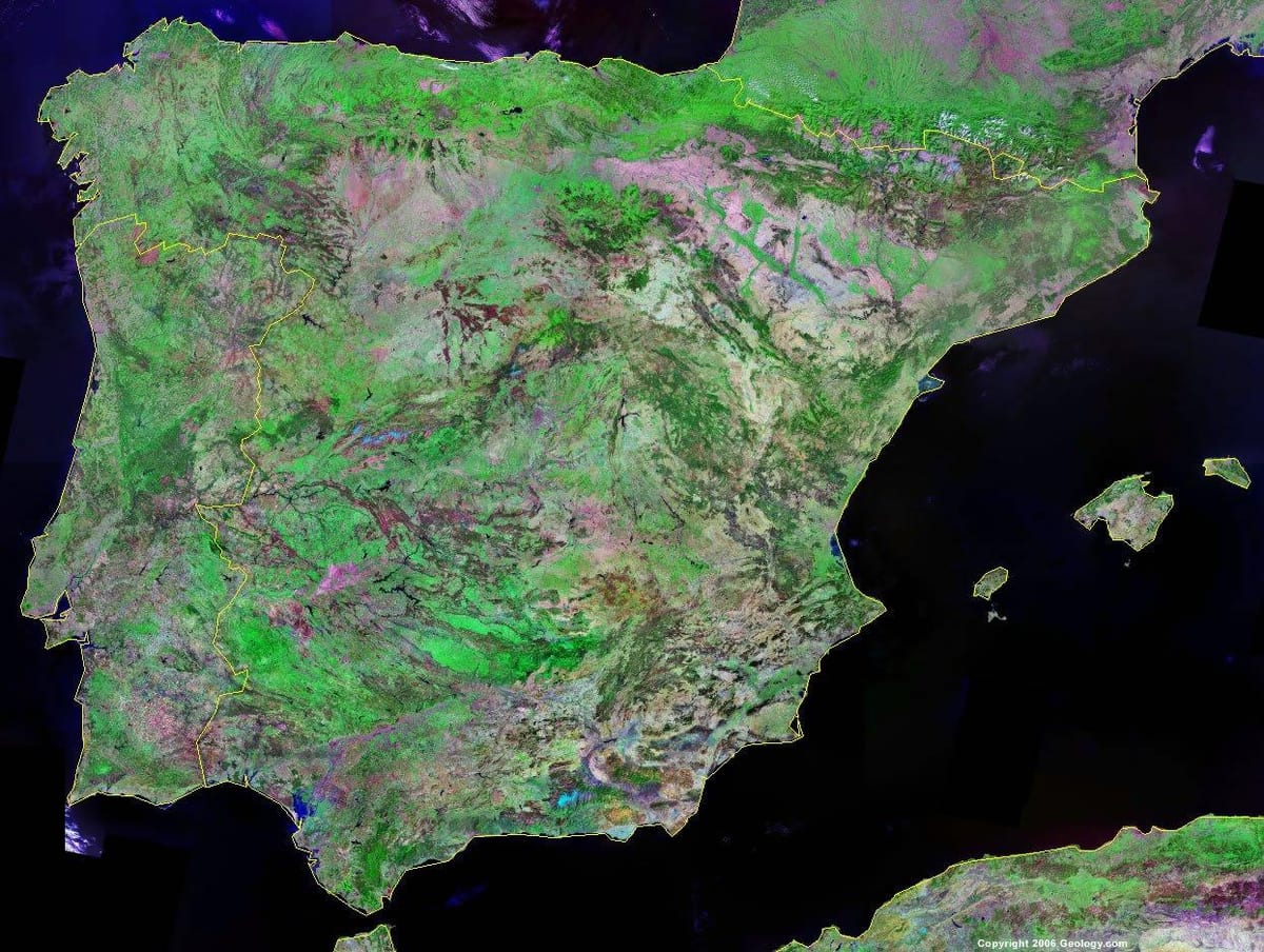 mapa da Espanha por satélite
