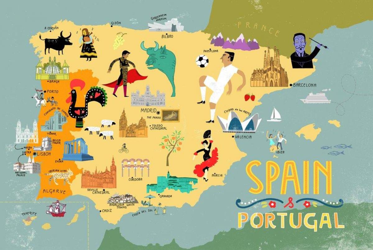 Mapa turístico de Portugal: atracções turísticas e monumentos de Portugal