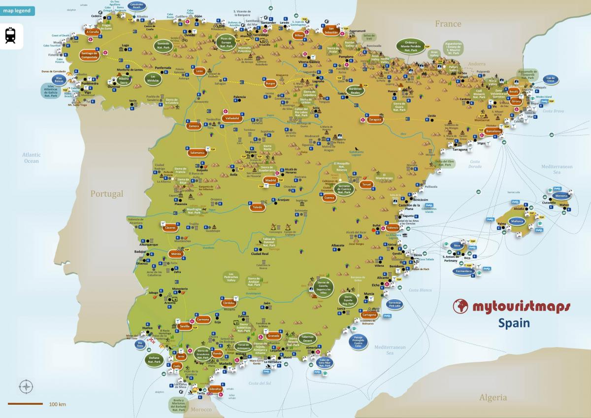 mapa da Espanha turísticas