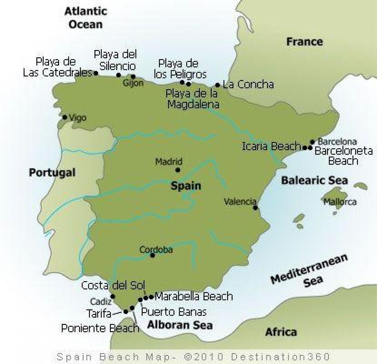 mapa de praias de espanha Espanha praia do mapa de resorts de Praia na Espanha mapa (Sul da 