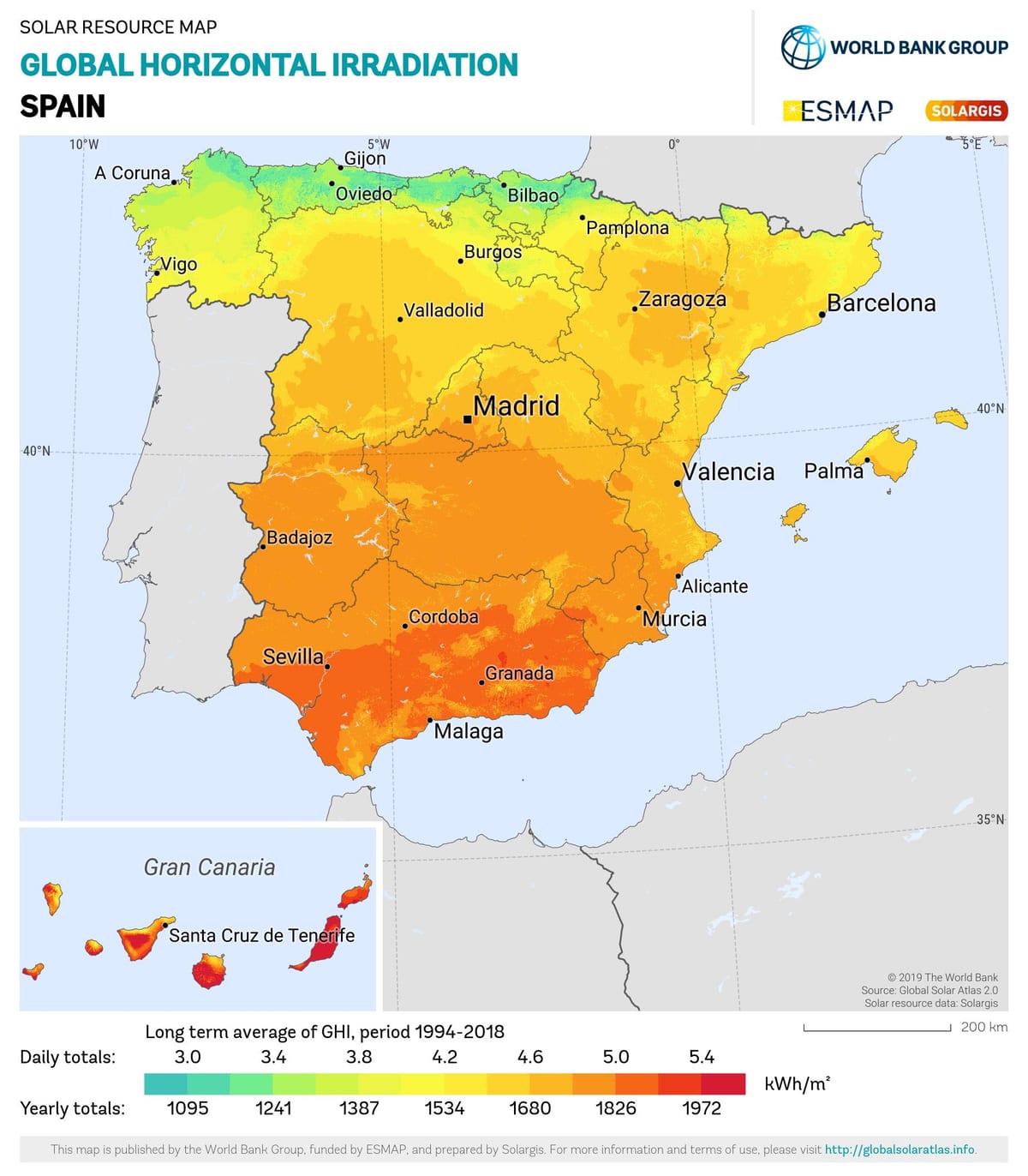 mapa da Espanha sol