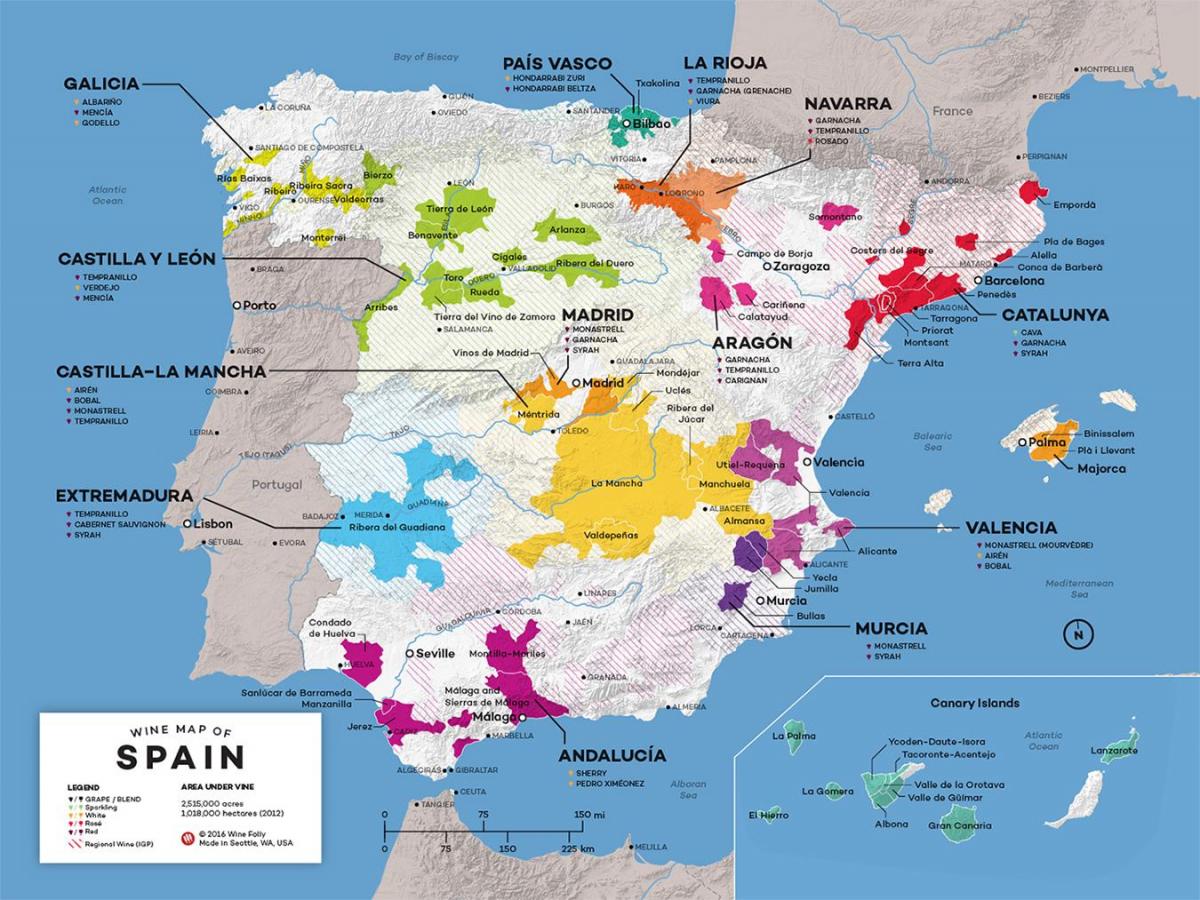 vinhos de Espanha mapa