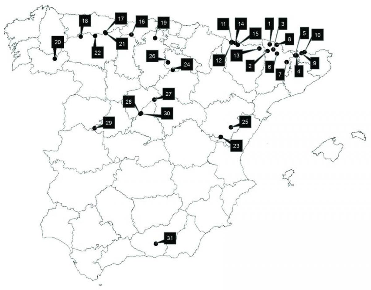 Espanha estâncias de esqui mapa