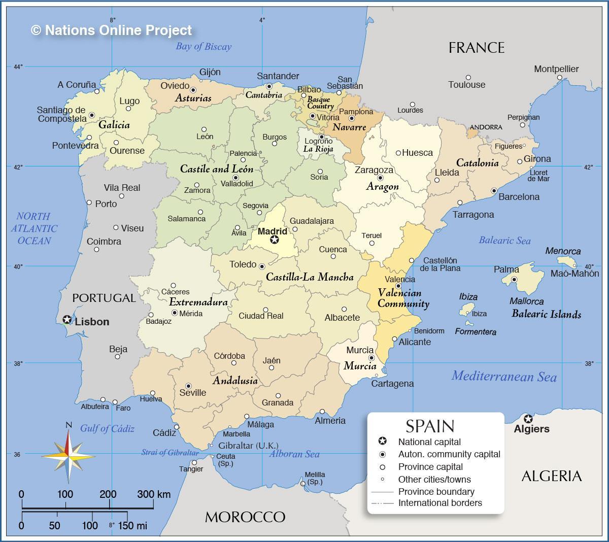 Mapa Da Espanha A Espanha Em Um Mapa Sul Da Europa Europa