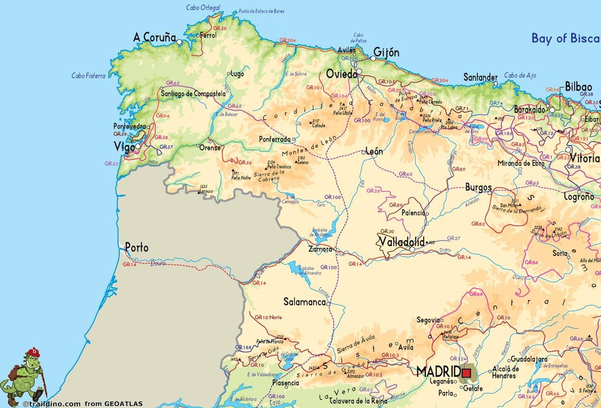 mapa da Espanha ocidental