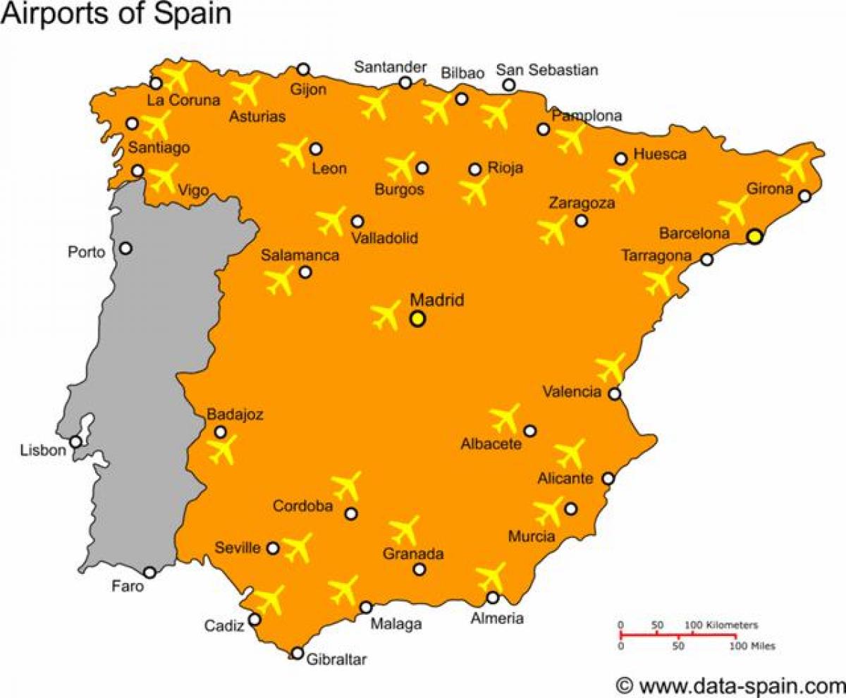Espanha mapa de aeroportos
