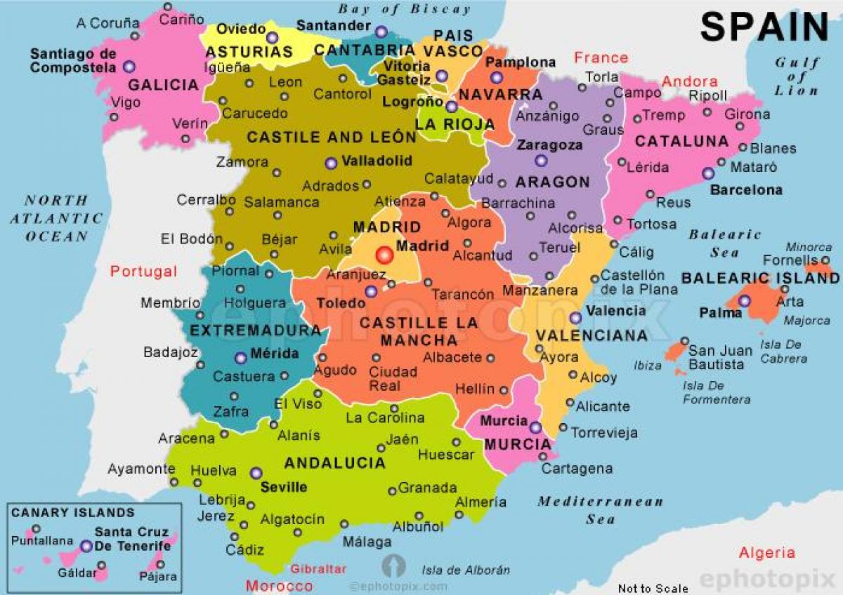 Um mapa da Espanha - Melhor mapa de Espanha (Europa do Sul ...