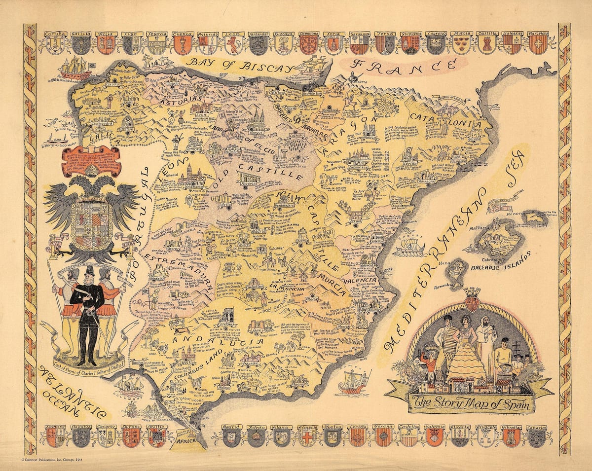 vintage mapa de Espanha