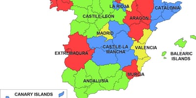 Mapa da Espanha e regiões