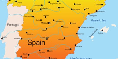 Destinos de férias em Espanha mapa
