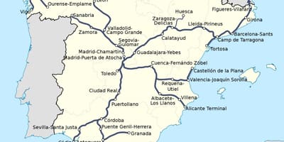 Trens Ave Espanha mapa de rotas