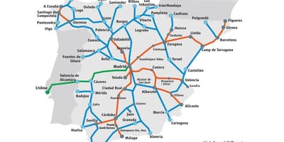 Espanha trem de alta velocidade mapa