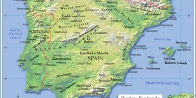 Mapa da Espanha topográfico