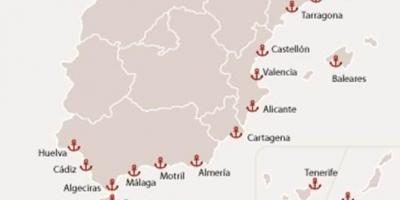 Portos de Ferry de Espanha mapa