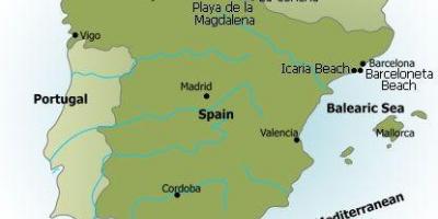 Mapa da Espanha praias