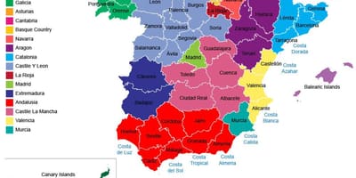 Espanha mapa de regiões, províncias