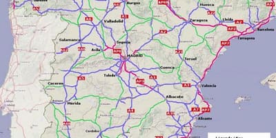 Mapa da Espanha estrada