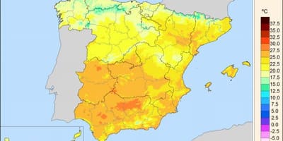 Mapa da Espanha temperatura