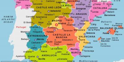 Mapa de Espanha e países vizinhos - Mapa de Espanha e países
