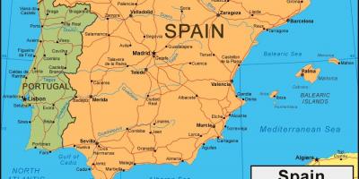 Mapa de Espanha e países vizinhos