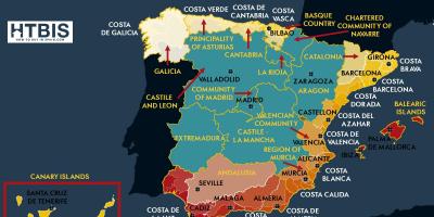 Mapa de Espanha e países vizinhos - Mapa de Espanha e países vizinhos (Sul  da Europa - Europa)