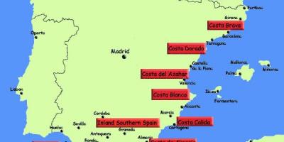 Mapa do sul da Espanha de férias, resorts