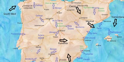 Mapa da Espanha vento