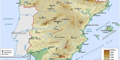 Mapa físico Espanha