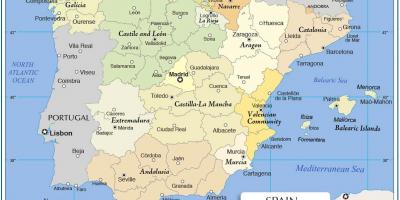 Mapa político de alta qualidade de espanha e portugal com